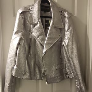 Forever 21 Silver Moto Jacket Plus Size